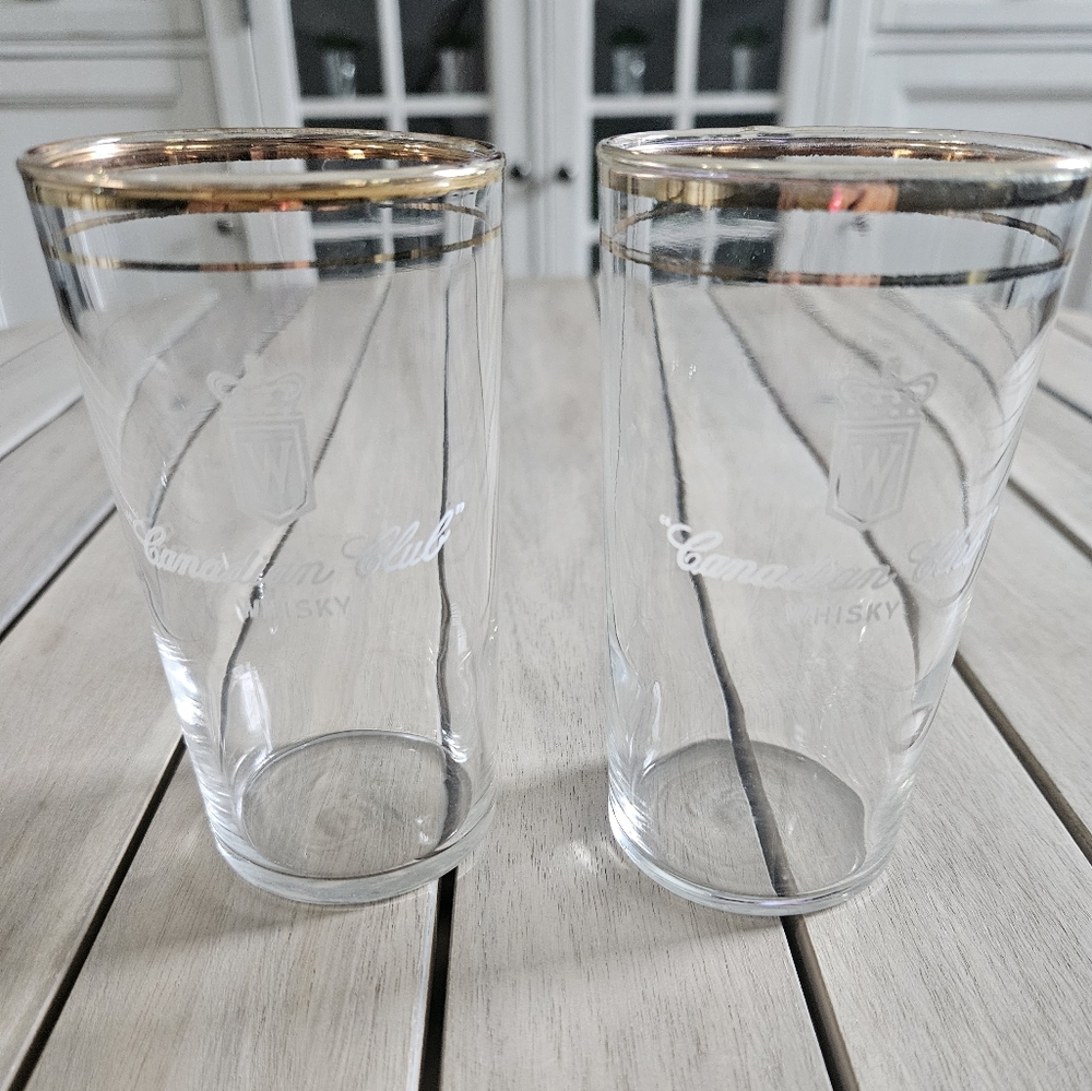 Vintage Canadian Club Whisky glass, likely from the mid-20th century.